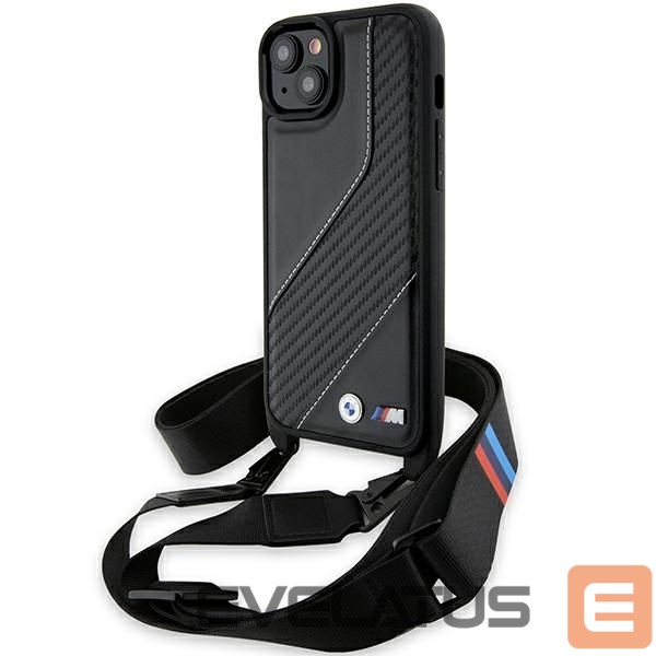 Back panel cover BMW BMW M Edition Carbon Stripe & Strap case for iPhone 15 / 14 / 13 - black