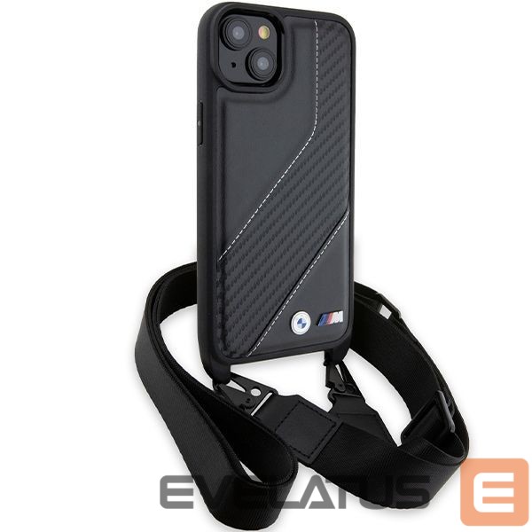 Back panel cover BMW BMW M Edition Carbon Stripe & Strap case for iPhone 15 / 14 / 13 - black