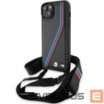 Back panel cover BMW  BMW M Edition Carbon Tricolor Lines & Strap case for iPhone 15 / 14 / 13 - black 