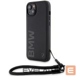Back panel cover BMW  BMW Signature Leather Wordmark Cord Case for iPhone 15/14/13 - Black 