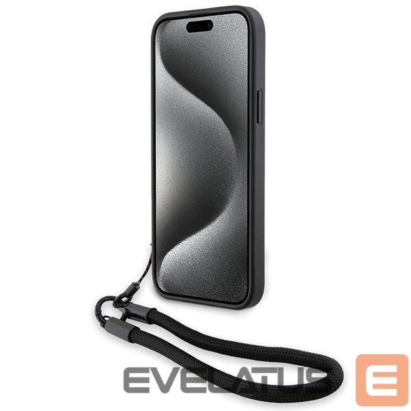 Back panel cover BMW BMW Signature Leather Wordmark Cord Case for iPhone 15/14/13 - Black