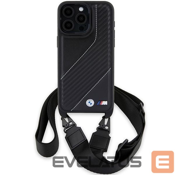 Back panel cover BMW BMW M Edition Carbon Stripe & Strap case for iPhone 15 Pro Max - black