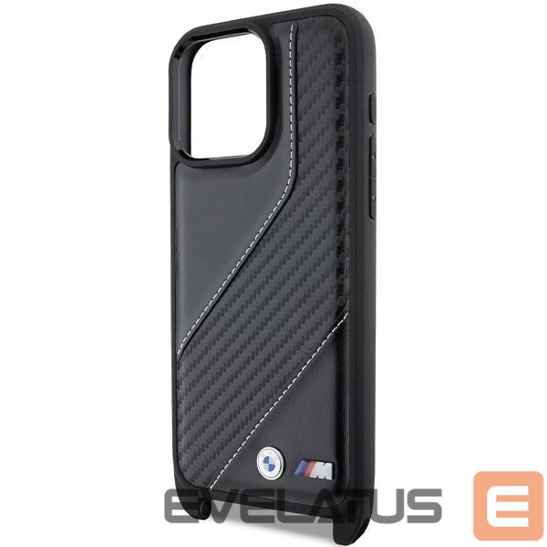Back panel cover BMW BMW M Edition Carbon Stripe & Strap case for iPhone 15 Pro Max - black
