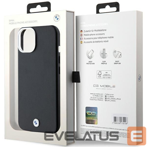 Back panel cover BMW BMW Signature Wrapped Metal MagSafe Case for iPhone 14/15/13 - Black