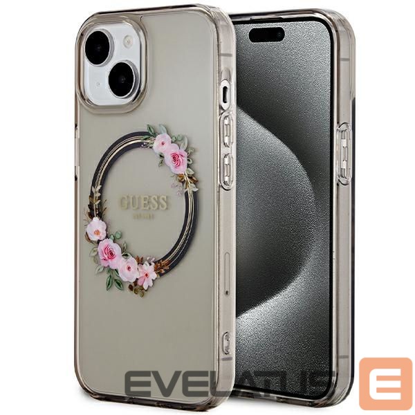 Other Phone Accessory Guess Guess IML Flowers Wreath MagSafe case for iPhone 15 / 14 / 13 - black