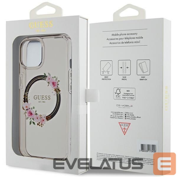 Other Phone Accessory Guess Guess IML Flowers Wreath MagSafe case for iPhone 15 / 14 / 13 - black
