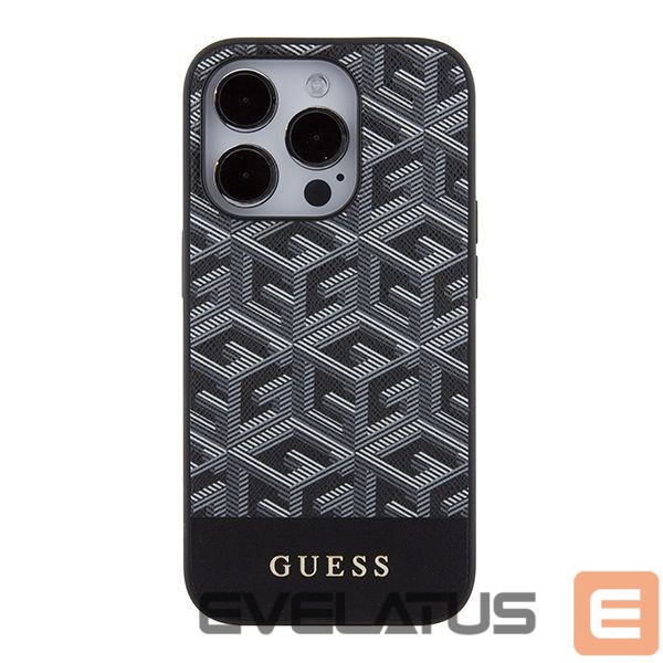 Back panel cover Guess Guess GCube Stripes MagSafe case for iPhone 15 Pro Max - black