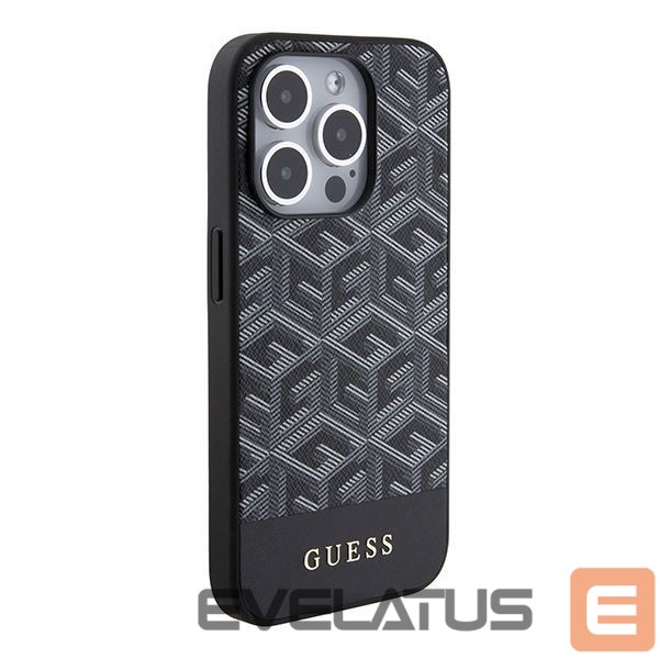 Back panel cover Guess Guess GCube Stripes MagSafe case for iPhone 15 Pro Max - black