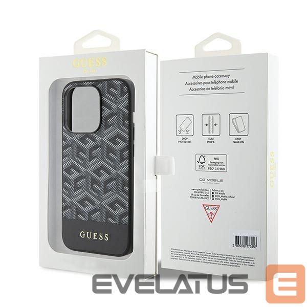 Back panel cover Guess Guess GCube Stripes MagSafe case for iPhone 15 Pro Max - black