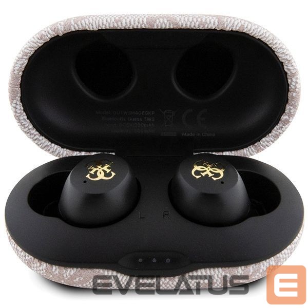 Back panel cover Guess TWS Guess 4G Metal Bluetooth headphones with ENC docking station - pink