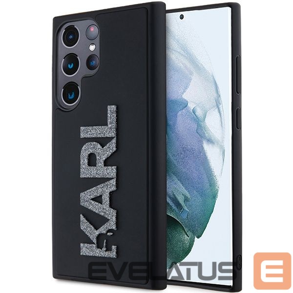 Back panel cover Karl Lagerfeld Karl Lagerfeld 3D Rubber Glitter Logo case for Samsung Galaxy S23 Ultra - black