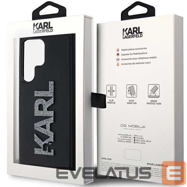 Back panel cover Karl Lagerfeld Karl Lagerfeld 3D Rubber Glitter Logo case for Samsung Galaxy S23 Ultra - black