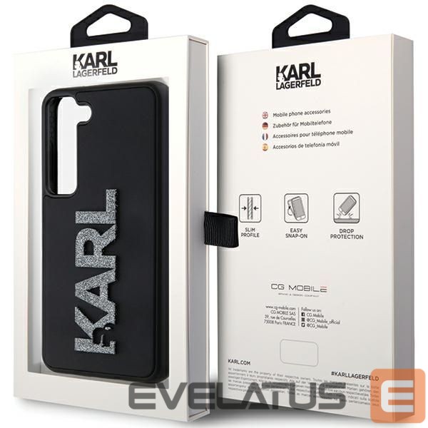 Back panel cover Karl Lagerfeld Karl Lagerfeld 3D Rubber Glitter Logo case for Samsung Galaxy S23+ - black
