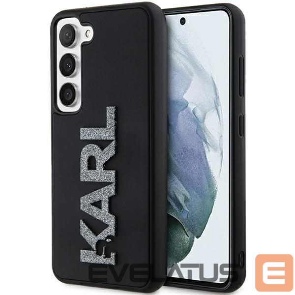 Back panel cover Karl Lagerfeld Karl Lagerfeld 3D Rubber Glitter Logo case for Samsung Galaxy S23 - black