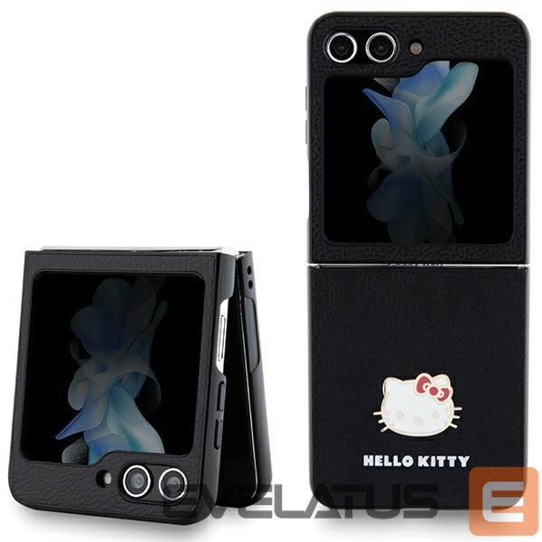 Back panel cover Hello Kitty Hello Kitty Metal Logo Kitty Head case for Samsung Galaxy Z Flip 5 - black