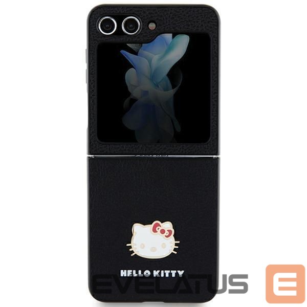 Back panel cover Hello Kitty Hello Kitty Metal Logo Kitty Head case for Samsung Galaxy Z Flip 5 - black