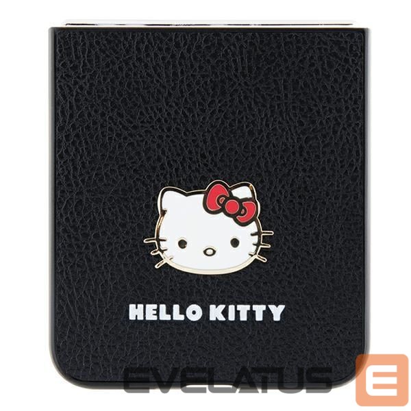 Back panel cover Hello Kitty Hello Kitty Metal Logo Kitty Head case for Samsung Galaxy Z Flip 5 - black