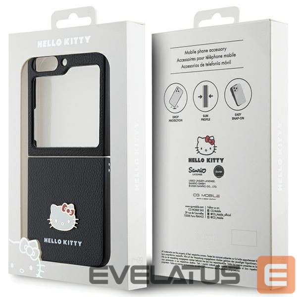 Back panel cover Hello Kitty Hello Kitty Metal Logo Kitty Head case for Samsung Galaxy Z Flip 5 - black
