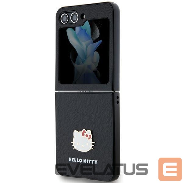 Back panel cover Hello Kitty Hello Kitty Metal Logo Kitty Head case for Samsung Galaxy Z Flip 5 - black