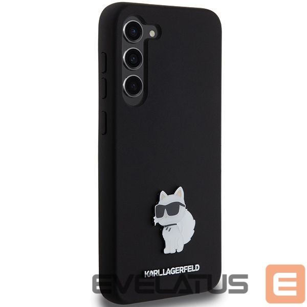 Back panel cover Karl Lagerfeld Karl Lagerfeld Silicone Choupette Metal Pin case for Samsung Galaxy S23+ - black