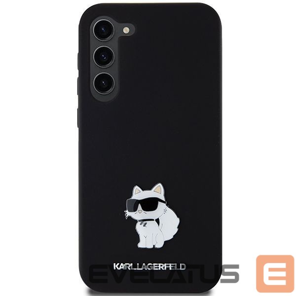 Back panel cover Karl Lagerfeld Karl Lagerfeld Silicone Choupette Metal Pin case for Samsung Galaxy S23+ - black