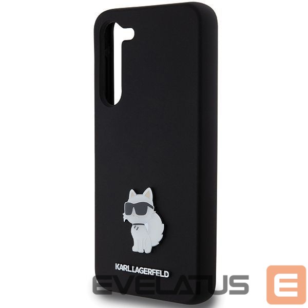 Back panel cover Karl Lagerfeld Karl Lagerfeld Silicone Choupette Metal Pin case for Samsung Galaxy S23+ - black