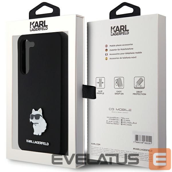 Back panel cover Karl Lagerfeld Karl Lagerfeld Silicone Choupette Metal Pin case for Samsung Galaxy S23+ - black