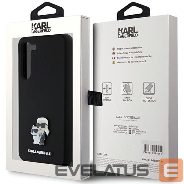 Back panel cover Karl Lagerfeld Karl Lagerfeld Silicone Karl&Choupette Metal Pin case for Samsung Galaxy S23+ - black