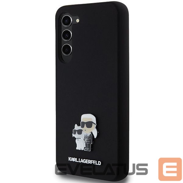 Back panel cover Karl Lagerfeld Karl Lagerfeld Silicone Karl&Choupette Metal Pin case for Samsung Galaxy S23+ - black