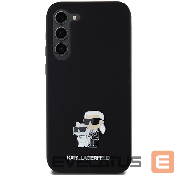 Back panel cover Karl Lagerfeld Karl Lagerfeld Silicone Karl&Choupette Metal Pin case for Samsung Galaxy S23+ - black