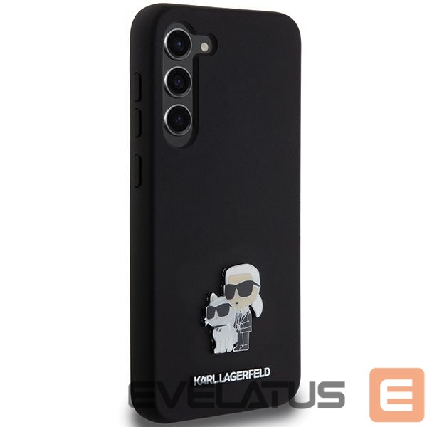 Back panel cover Karl Lagerfeld Karl Lagerfeld Silicone Karl&Choupette Metal Pin case for Samsung Galaxy S23+ - black