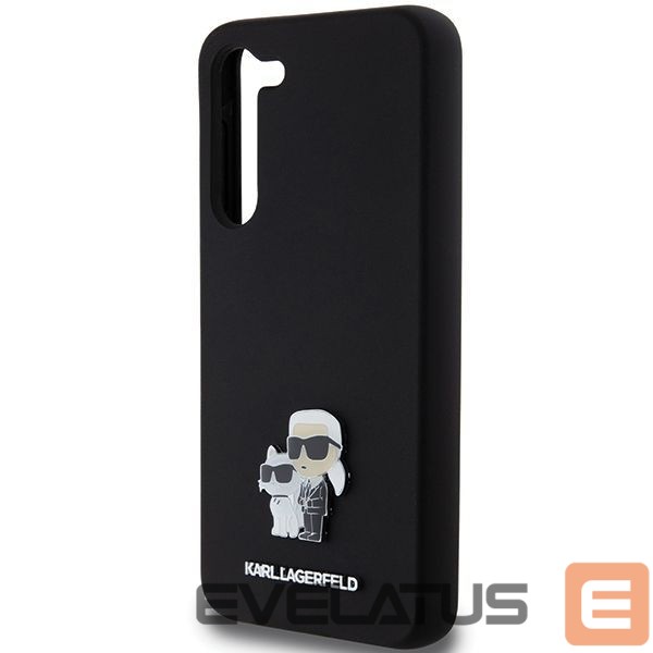 Back panel cover Karl Lagerfeld Karl Lagerfeld Silicone Karl&Choupette Metal Pin case for Samsung Galaxy S23+ - black