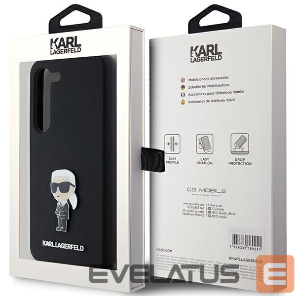 Back panel cover Karl Lagerfeld Karl Lagerfeld Silicone Ikonik Metal Pin case for Samsung Galaxy S23+ - black