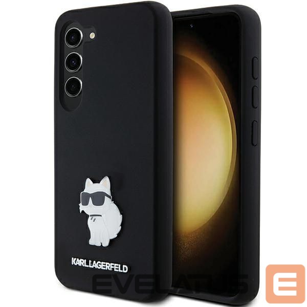 Back panel cover Karl Lagerfeld Karl Lagerfeld Silicone Choupette Metal Pin case for Samsung Galaxy S23 - black
