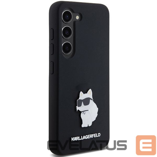 Back panel cover Karl Lagerfeld Karl Lagerfeld Silicone Choupette Metal Pin case for Samsung Galaxy S23 - black