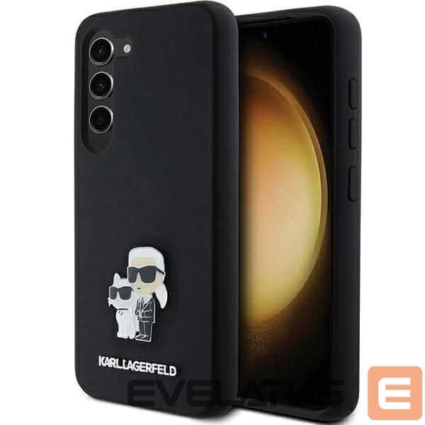 Back panel cover Karl Lagerfeld Karl Lagerfeld Silicone Karl&Choupette Metal Pin case for Samsung Galaxy S23 - black