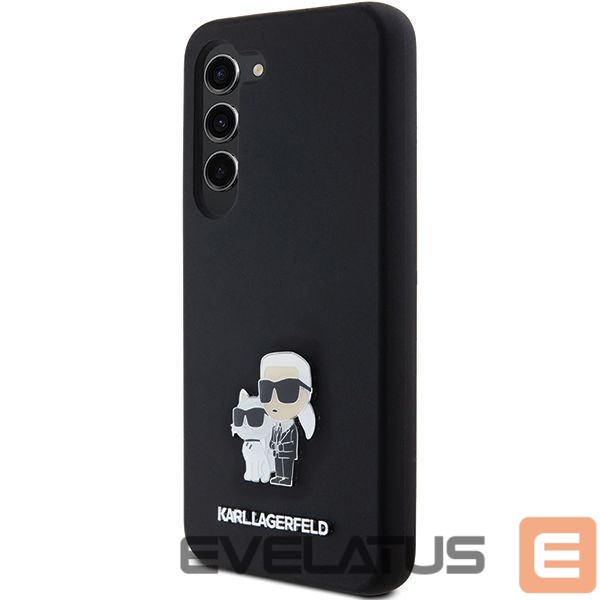 Back panel cover Karl Lagerfeld Karl Lagerfeld Silicone Karl&Choupette Metal Pin case for Samsung Galaxy S23 - black