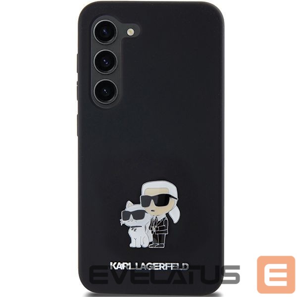 Back panel cover Karl Lagerfeld Karl Lagerfeld Silicone Karl&Choupette Metal Pin case for Samsung Galaxy S23 - black