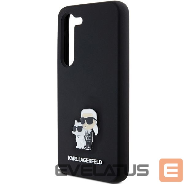 Back panel cover Karl Lagerfeld Karl Lagerfeld Silicone Karl&Choupette Metal Pin case for Samsung Galaxy S23 - black