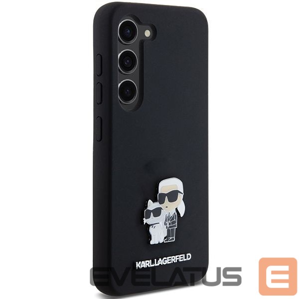 Back panel cover Karl Lagerfeld Karl Lagerfeld Silicone Karl&Choupette Metal Pin case for Samsung Galaxy S23 - black