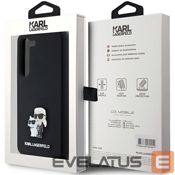 Back panel cover Karl Lagerfeld Karl Lagerfeld Silicone Karl&Choupette Metal Pin case for Samsung Galaxy S23 - black