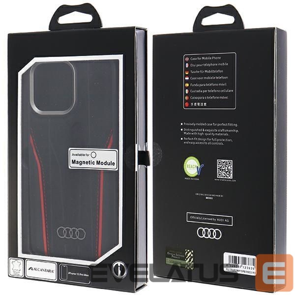 Other Phone Accessory Audi Audi Genuine Leather case with MagSafe for iPhone 15 Pro Max - black and red