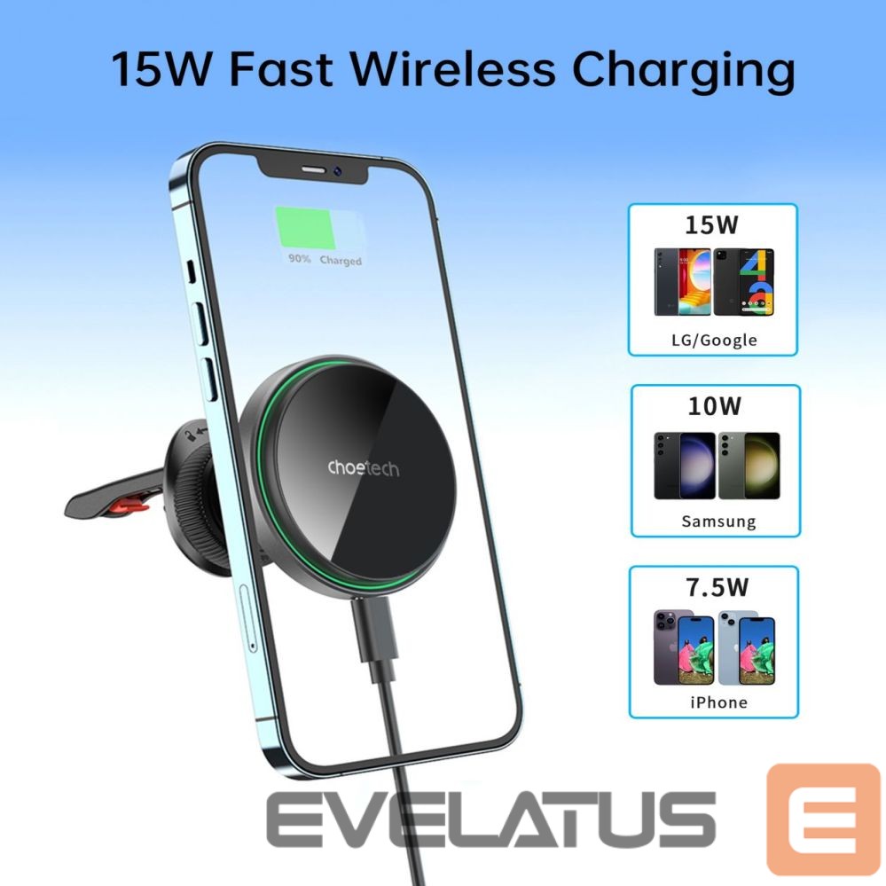 Other Phone Accessory Choetech Choetech T204-F magnetic car holder with 15W wireless charging - black