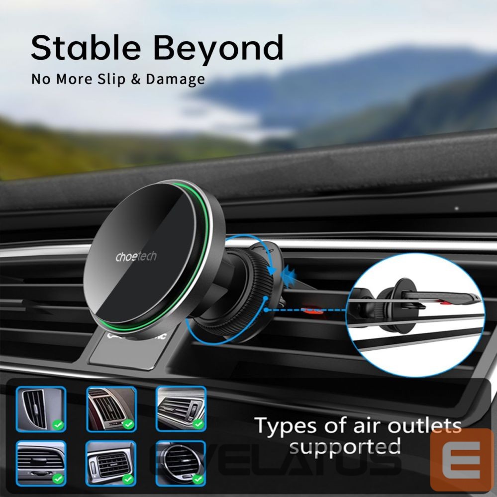 Other Phone Accessory Choetech Choetech T204-F magnetic car holder with 15W wireless charging - black