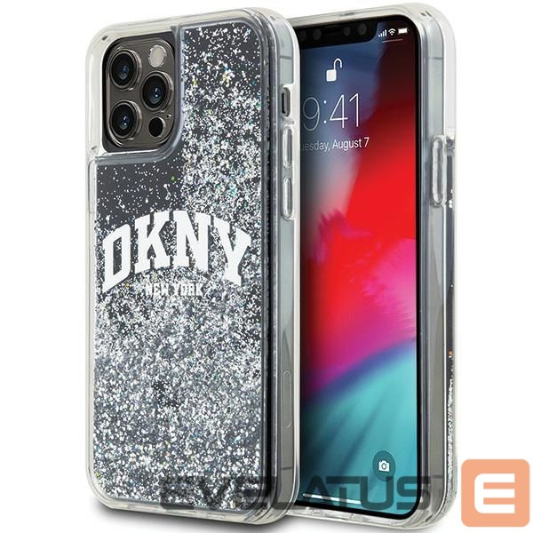 Back panel cover DKNY DKNY Liquid Glitter Big Logo iPhone 12 Pro/12 Case - Black