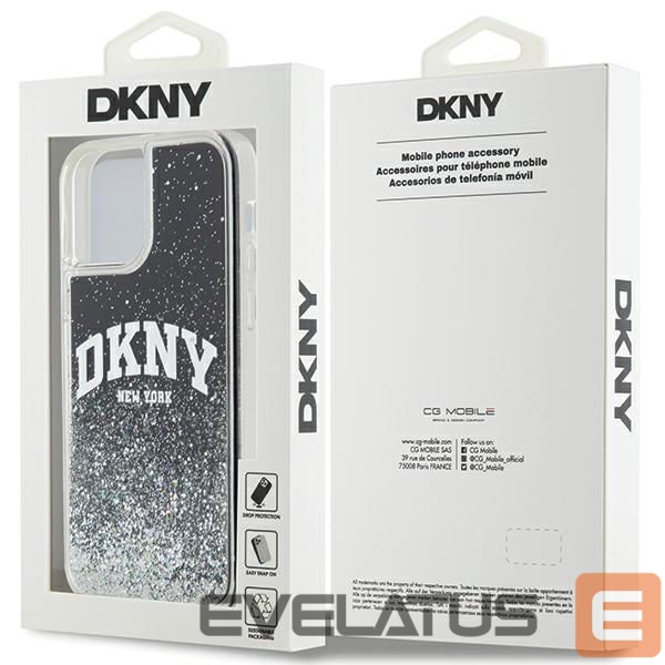 Back panel cover DKNY DKNY Liquid Glitter Big Logo iPhone 12 Pro/12 Case - Black