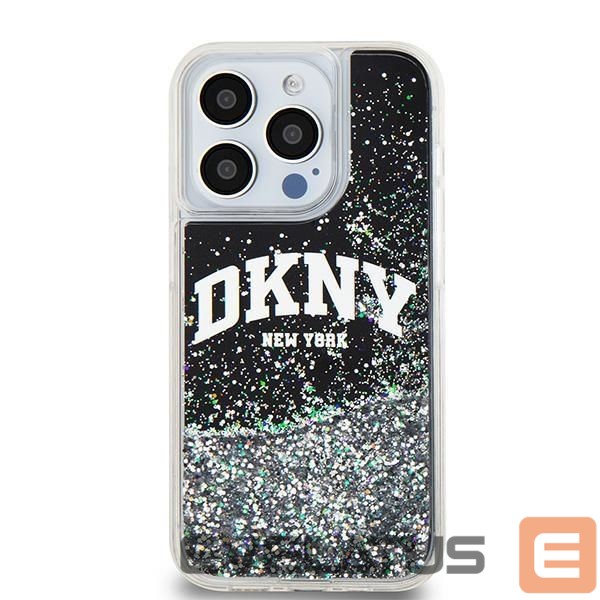 Back panel cover DKNY DKNY Liquid Glitter Big Logo iPhone 14 Pro Case - Black