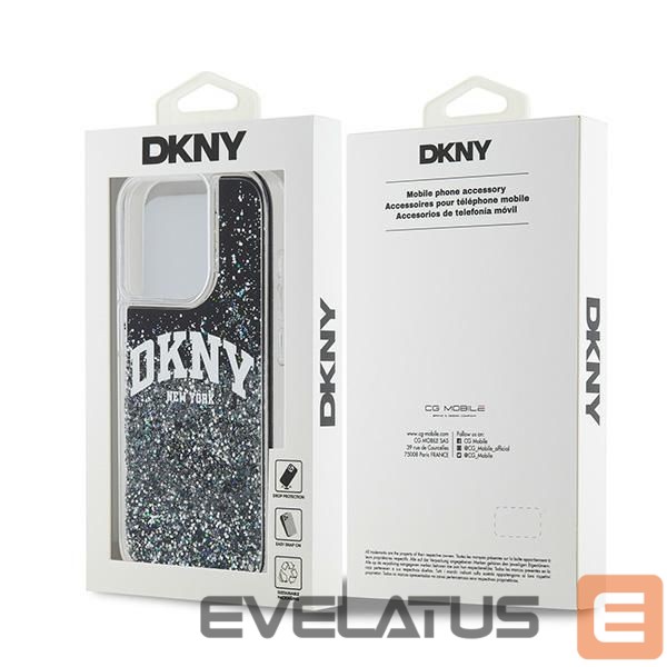 Back panel cover DKNY DKNY Liquid Glitter Big Logo iPhone 14 Pro Case - Black