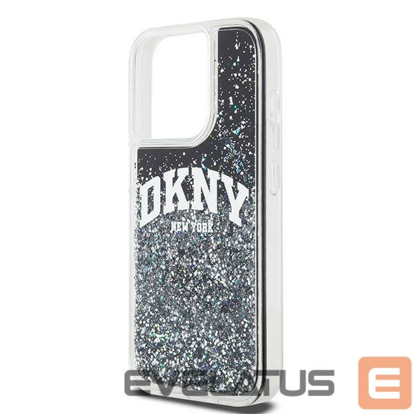 Back panel cover DKNY DKNY Liquid Glitter Big Logo iPhone 14 Pro Case - Black