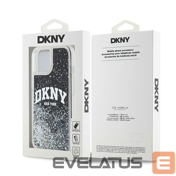 Back panel cover DKNY DKNY Liquid Glitter Big Logo iPhone 15 Plus / 14 Plus Case - Black